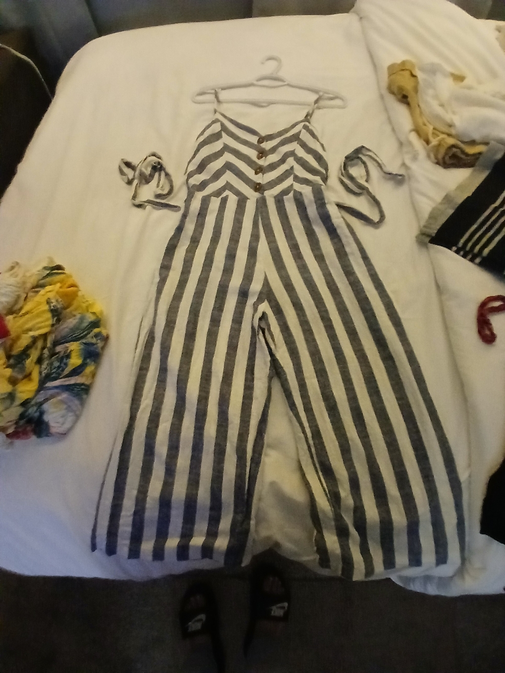 Striped Blue and White Girls' One-Piece Jumpsuit